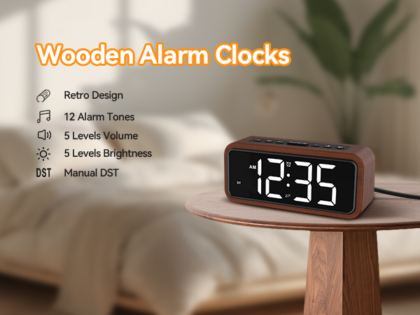 wooden alarm clock