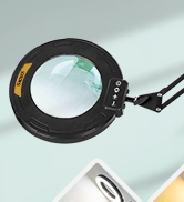 KMDES 12X Magnifying Glass with Light, Ultra Long 3 Section Swing Arm LED Desk Lamp with Large Cl...