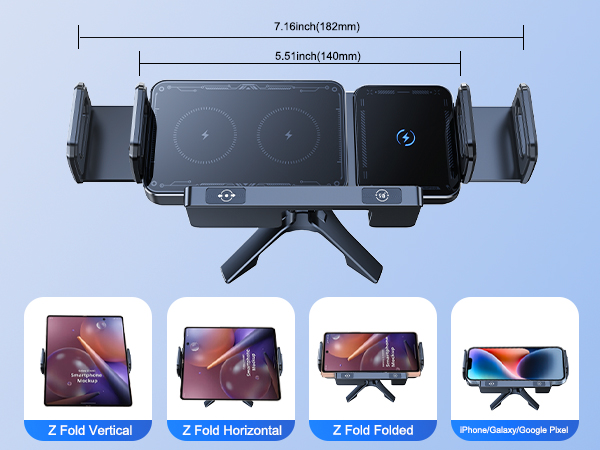  Wireless Car Charger Mount Holder for Samsung Galaxy Z Fold 6 5 4 3 2