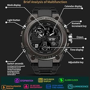 black blue green watch gold silver military tactical watches stopwatch waterproof swimming