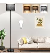 TOBUSA 65’’ Black Floor Lamp for Bedroom, Living Room Pole Floor Light with Black Shade, Modern T...