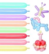 100Pcs Pastel Long Balloons forTying Balloon Arch, Assorted 260q Balloons Thickening Skinny Latex...