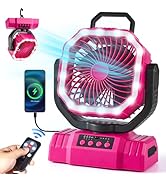Odoland Portable Camping Fan with LED Lantern, 20000mAh Rechargeable Battery Powered Fan with Aut...