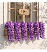 BROWNKNOT 6 Pcs Artificial Bougainvillea Flowers for Outdoor Decor UV Resistant Faux Silk Bougain...