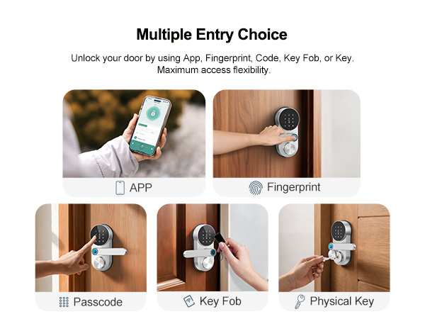 multiple unlock ways silver keyless door lock