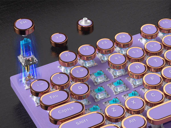 Purple Retro Punk Gaming Keyboard 