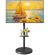 ECOTINY Height Adjustable Rolling TV Stand for 37-86 Inch TV up to 110 Pounds, Portrait to Landsc...