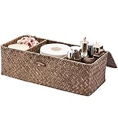 Sumnacon Bathroom Organize Basket, Seagrass Toilet Tank Basket with Section for Tissue Toilet Pap...