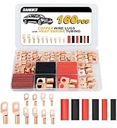 Sanuke 160pcs Copper Wire Lugs Connectors Kit AWG 12 10 8 6 4 2 with Heat Shrink, 80pcs Battery C...