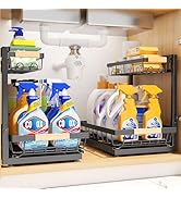 Sevenblue 2 Packs Under Sink Organizer, High Adjustable 2 Tier Under Kitchen sink organizer, Mult...