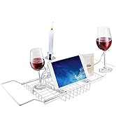 GOTOTOP Stainless Steel Tub Shampoo Bath Caddy Bathtub Caddy Tray, Stainless Steel Bathroom Bath ...