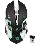 VEGCOO Wireless Gaming Mouse, Silent Wireless Mouse, Rechargeable Computer Mice with Colorful RGB...