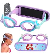 Vvinca Kids Swim Goggles for Age 2-8, Toddler-Goggles with Fabric Strap No Leak Pain-Free, Anti-F...