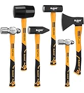 ELEAD 6-Piece Mallet Hammer Set, Fiberglass Handle Forge Steel Head, 32oz Rubber Mallet &amp; Ball Pe...