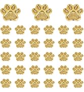 PH PandaHall 80pcs Dog Paw Print Beads Dog Cat Paw Footprint Beads Metal Animal Footprint Beads L...