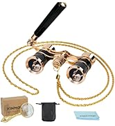 Opera Glasses 3X25 with Adjustable Handle,Chain,Magnifying Glass,BK9 Optical Prism, Mini Compact ...