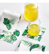 CECI New York X MY DRAP Tropical Palm Cotton Cocktail Napkin, Single-use or reusable (4.5" x 4.5"...
