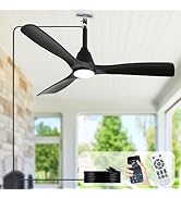 Depuley Plug-in Ceiling Fans with Light: 42 Inch Outdoor Gazebo Ceiling Fans with Lights Remote/A...