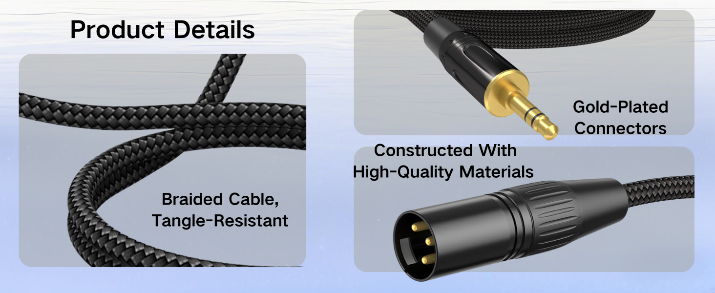 XLR Male to 3.5mm TRS Male Unbalanced Cable