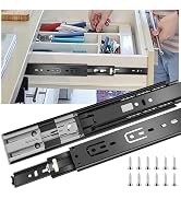 16 inch Drawer Slides 6 Pairs (12pcs) Soft Close 3 fold Full Extension Side Mount Cabinet Drawer ...