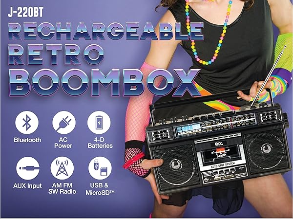 cassette boombox 80s retro ghetto blaster vintage radio old school stereo portable player