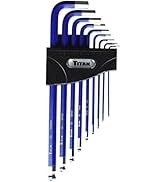 Titan 12714 9-Piece Extra-Long Arm Ball Tip Metric Hex Key Set , Blue