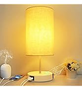 HiBay 17.75” Touch Table Lamp with Charging Station, 3-Way Dimmable 800LM Bedside Lamps with USB-...