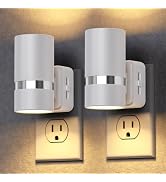 DORESshop LED Night Light 2 Pack, White Cylinder Dimmable Night Light Plug in, Slide Brightness A...