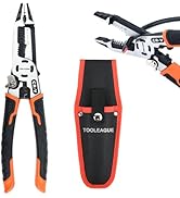 TOOLEAGUE 10-in-1 Wire Stripper with Tool Pouch, Cable Cutters, C-RV Multifunctional needle nose ...