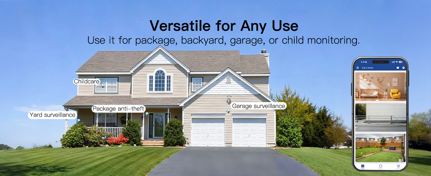 cameras for home security wireless wifi;wifi security camera;no subscription security camera