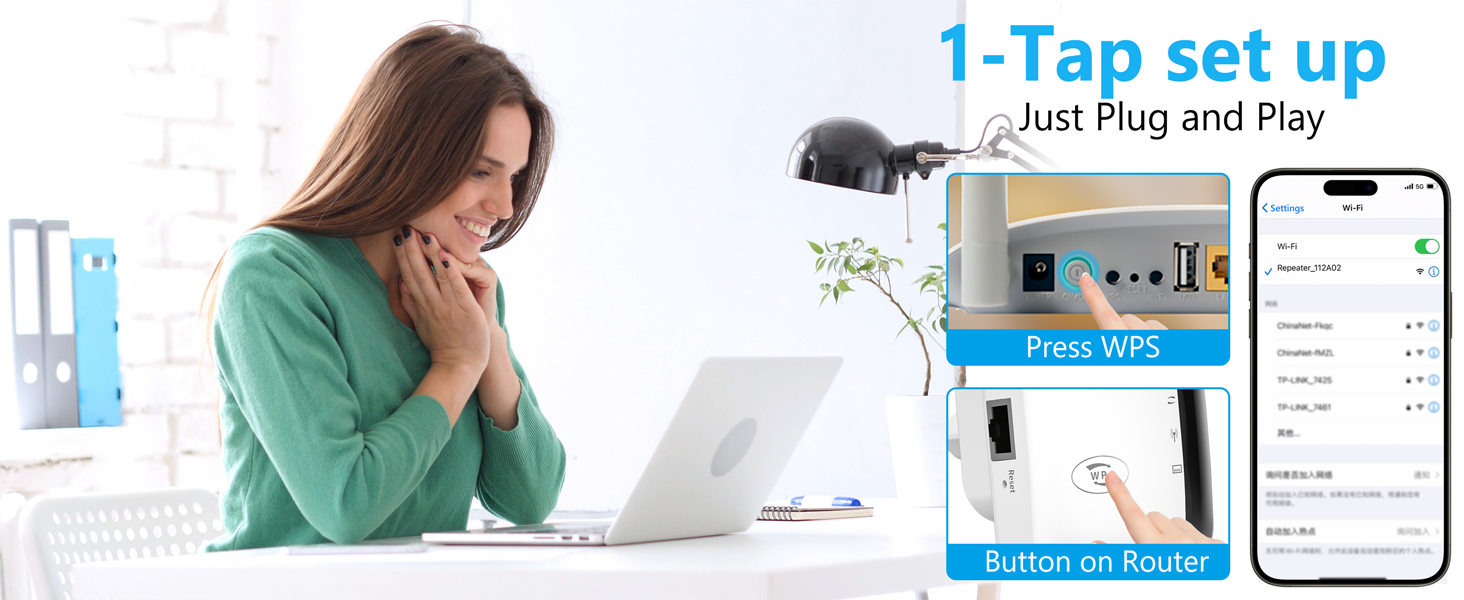 WiFi Booster 1-Tap set up