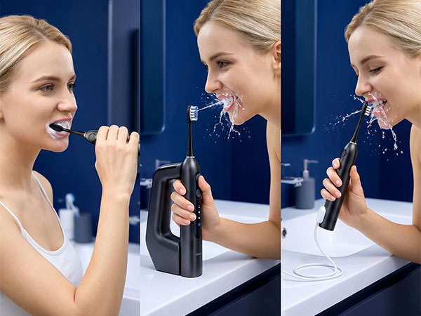 2in1 electric toothbrush with water flosser