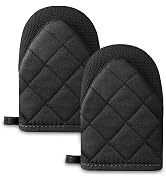 AUAUY Mini Oven Mitts, 2 Count Small Oven Mitt 220?/428°F Heat Resistant with Non-Slip Surface an...