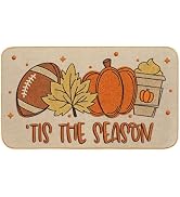 AnyDesign Fall Doormat Welcome Floor Mat Pumpkin Football Non-Slip Door Rug for Indoor Outdoor Ki...