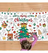 Christmas Giant Coloring Poster, 30 x 72 Inches Paper Coloring Tablecloth for Kids Christmas Deco...