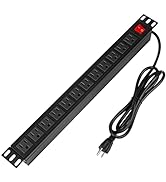 BTU Power Strip Surge Protector Rack-Mount PDU, 12 Outlet Power Strip with Switch, Metal Mountabl...
