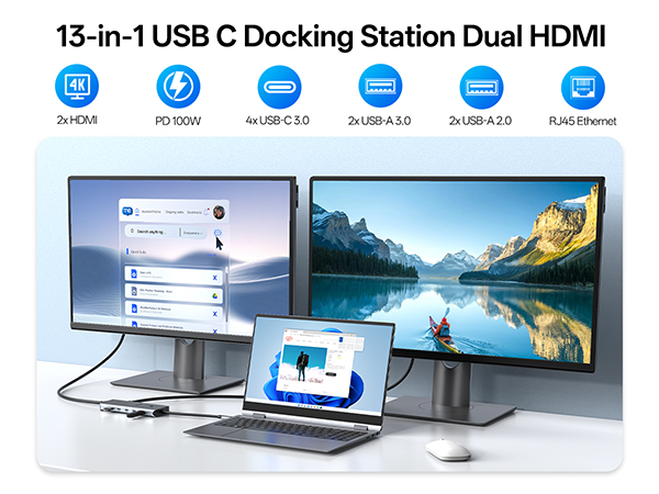 USB C Docking Station Dual HDMI