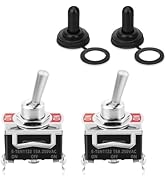 SSNNUU 3 Way Toggle Switch, 3 Position ON-OFF-ON, 3 Pin, Black, with 2 Waterproof Boot Caps, 15A ...