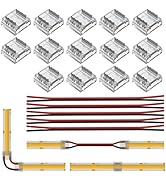 BTF-LIGHTING FCOB COB 10mm 0.39in Connector Kit 14X Transparent Connector 5X 5.9in Long 20AWG Ext...
