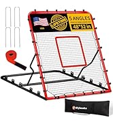 5-Angle Baseball Rebounder Net Bounce Back Net Solo Fielding Trainer 48x52 Inch, Multi-Sport Pitc...