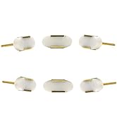 SPN-FOR1 Set of 6 Stone Knobs for Cabinets &amp; Drawers Decorative Oval Knobs for Home Kitchen C...