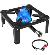 Bestfire High Pressure Propane Burner, 120000 BTU Single Propane Stove with 4.1ft 0-20Psi Adjusta...