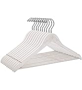 10 Vintage White Hangers – Premium Wood Hangers for Shirts, Dresses, Coats, Trousers – Rustic Han...
