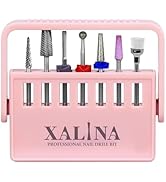 XALINA 7PCS Nail Drill Bits Set Professional - 5 Tungsten Carbide, 1 Quartz, 1 Brush, 3/32” Shank...