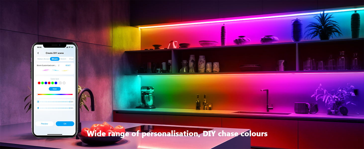 dalattin LED Strip Lights IC+RGB, 5050 Led Lights for Bedroom, DIY Multiple Colors on One Line