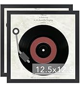 JCJMY Wood Vinyl Record Frame for the Wall, Display 12.5x12.5 Album Cover and 12x12 LP Vinyl Reco...