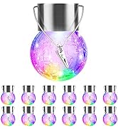 12 Pack Hanging Solar Lights Outdoor Decorative, Waterproof Solar Globe Lantern with Handle and C...
