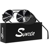 Retro Round Polarized Steampunk Sunglasses Men Women Side Shield Goggles Gothic S92-ADVANCED POLA...