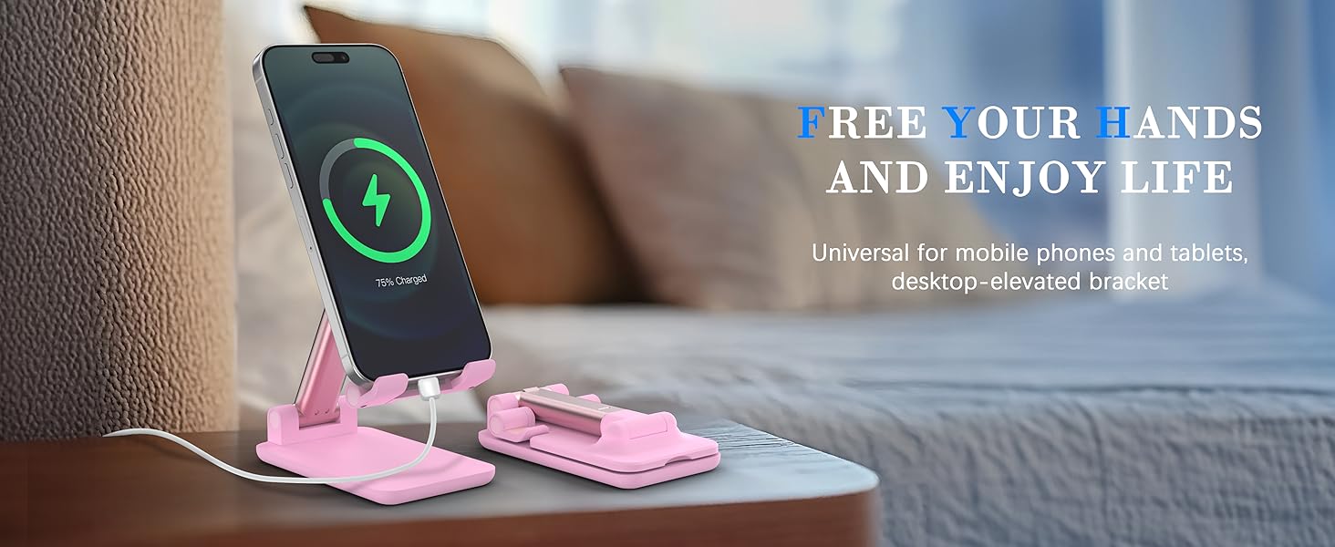 free your hands and enjoy life universal for mobile phones and tablets desktop-elevated bracket