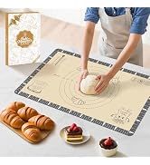 Silicone Mat for Baking Macaron, Bread, Pizza, Extra Thick Silicone Baking Mat with Measurement, ...